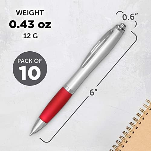 DISCOUNT PROMOS Colored Grip Gel Pens Set of 10, Bulk Pack - Great for Office, School, Business, Tradeshows, Events - Red