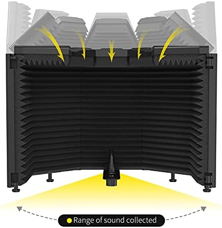 XTUGA MIS02 Recording Microphone Isolation Shield, 5 Panels Soundproof Foam