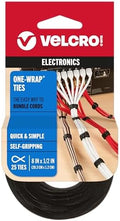 VELCRO Brand ONE-WRAP Cable Ties, 8in x 1/2in, Black, 25 Pack
