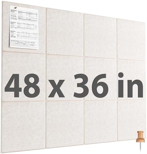 MaxGear Felt Bulletin Board 48" x 36", Light Tan Felt Wall Tiles Wall Decor