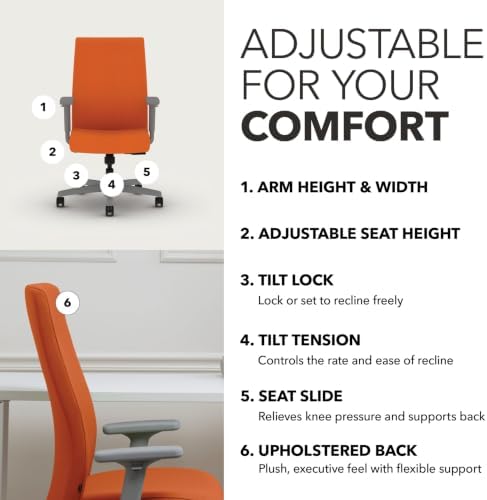 HON Ignition 2.0 Ergonomic Office Chair, Lumbar Support, Apricot