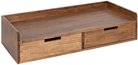 Kate and Laurel Kitt Modern Floating Shelf with Drawers, 28 x 12 x 6.5 inches, Rustic Brown, Chic Floating Storage Console Table or Desk for Wall