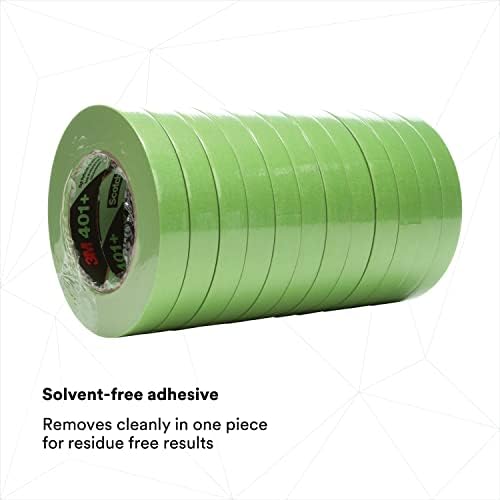 3M High Performance Green Masking Tape 401+, 18 mm x 55 m, 48 Rolls/Case