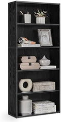 VASAGLE Bookshelf, 23.6 Inches Wide, 5-Tier Open Bookcase with Adjustable Storage Shelves, Floor Standing Unit, Ebony Black ULBC165T56