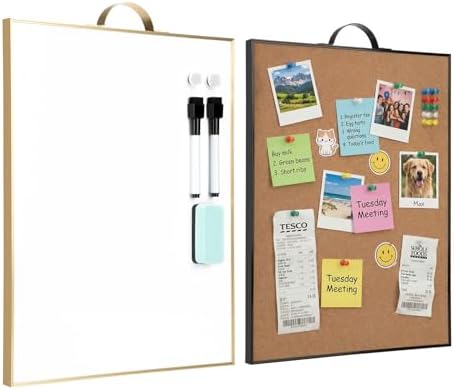 Small Whiteboard Cork-Board Combo for Wall, 2-Board Set, 24"x16" Total