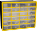 Akro-Mils 24-Drawer Plastic Storage Cabinet, 20"W x 6"D x 16"H, Yellow