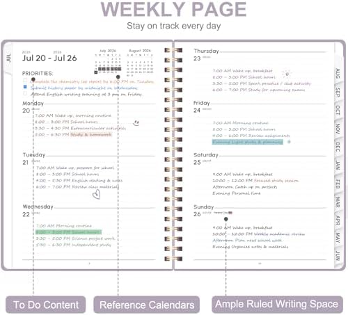 Planner 2026-2027, Weekly and Monthly Academic Planner, July 2026 - June 2027, Hardcover Calendar Agenda Book for School Year Planning, School Supplies for Teacher and Student, A5(6.3'' x 8.5'')