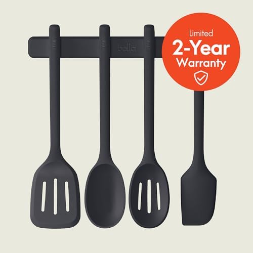 bella 5 Piece Tool Set with Magnetic Rack, Non-toxic, Food-grade, Slate