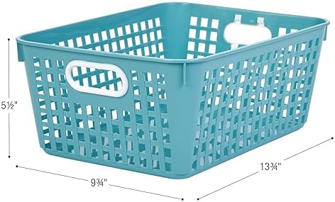 Really Good Stuff Large Plastic Book Baskets, 13.25" by 10" by 5.5"-12-Pack