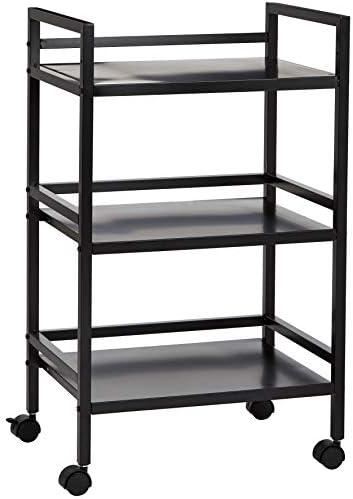Amazon Basics 3-Tier Metal Rolling Utility Cart, Storage Organizer, Multifunctional Storage, Mobile Shelving, Black