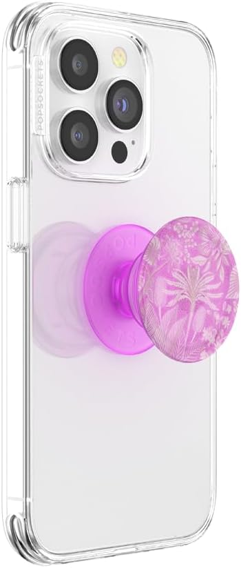 PopSockets Adhesive Phone Grip, Holder- Vivid Pink | Secure Comfortable Hold, Anti-Drop, Kickstand, Plant, Flower, Floral