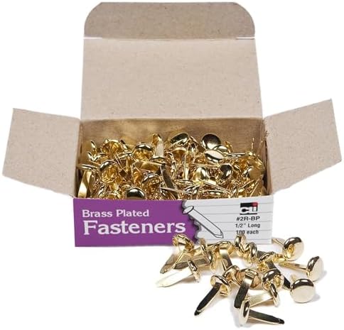 Charles Leonard Fasteners, Round Head, Brass Plated, 1/2 Inch Shank, 8 MM Head, 100-Pack (2R-BP)
