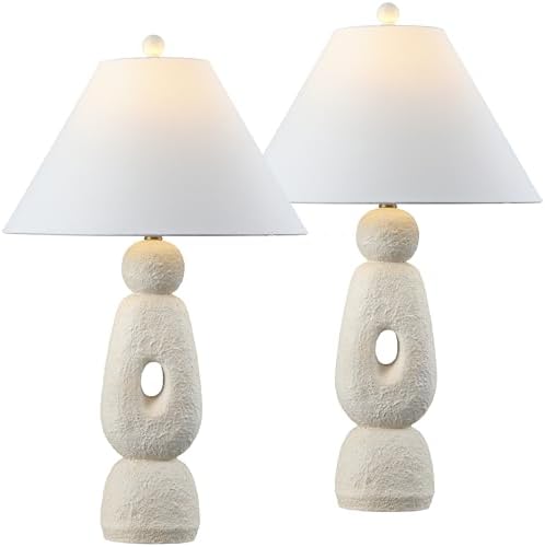 JONATHAN Y Henge 28" Modern Organic Table Lamp, Antique White, Set of 2