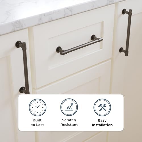 Franklin Brass Francisco (10-Pack) Cabinet Handles 5-1/16" Hole Center Pulls | Soft Iron Hardware Kitchen Door, Drawers, Dressers, Furniture P29618K-SI-B