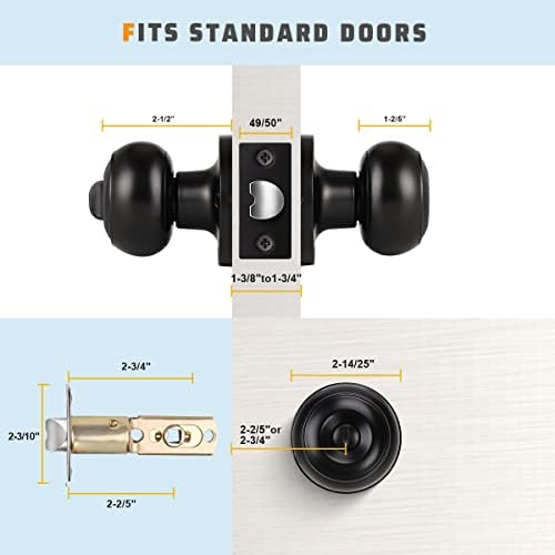 KNOBWELL 10 Pack Privacy Door Knobs with Lock for Bedroom or Bathroom Black Door Knobs Interior, Privacy Function Keyless Door Knob Handle Locksets