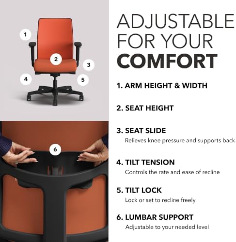 HON Ignition 2.0 Low Back Ergonomic Office Chair, Desk Chair, Salamander