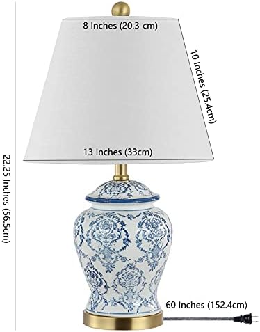 JONATHAN Y Juliana Chinoiserie Ceramic Urn Table Lamp 22.25", Blue/White