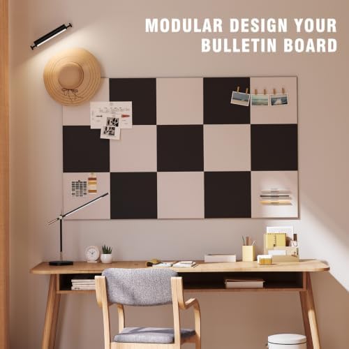48"x36" Felt Corkboard Bulletin Board,TSJ OFFICE,12 Pack Wall,Black ＆ White