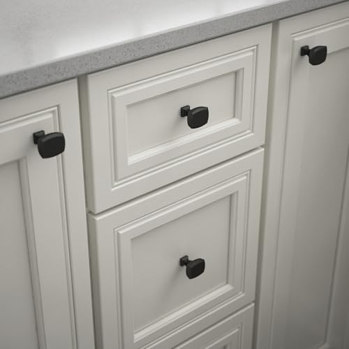 Franklin Brass 10 Pack Matte Black Cabinet Knobs 1-1/4 inch (32mm) Kitchen Cabinet Handles and Drawer Knobs for Cupboards, Dressers, Furniture, Bathroom Vanity |Beveled