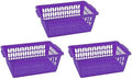 YBM HOME Plastic Perforated Storage Basket Bin Office Drawer, Shelf Desktop Countertop Tray Organizer 32-1188 (3, Purple)