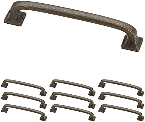 Franklin Brass (10-Pack) – Warm Chestnut Cabinet Handles, 4 Inch Hole Center, Pulls for Drawers, Kitchen Cabinet Door, Dressers | Lombard