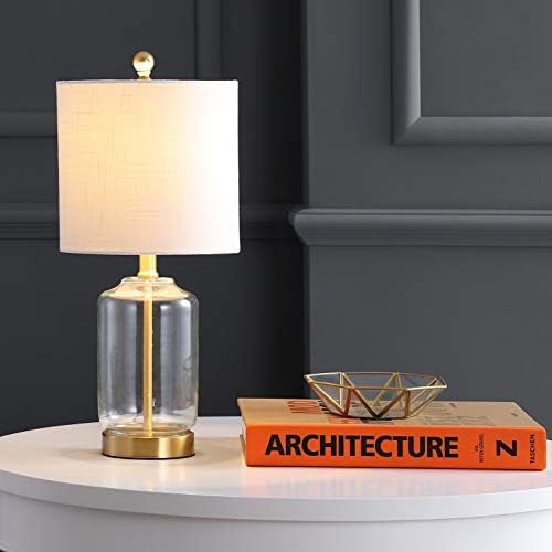 JONATHAN Y Duncan Table Lamp 19.5" Glass and Metal, Brass Gold and Clear