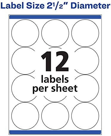 Avery Round Printable Labels, 2.5" Diameter, Matte White, Sure Feed Technology, Laser & Inkjet Compatible, 300 Blank Labels, Great for Branding, Packages, School Supplies,and More (5294) (Pack of 10)