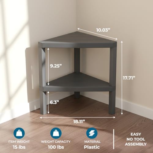 Honey-Can-Do Grey 2-Tier Corner Shelf