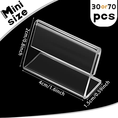 Nezyo Acrylic Sign Holder L Shape Clear Tag Label Display Stand, 70 Pieces