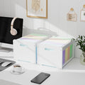 Bamboo Hanging File Organizer, Desk File Box, Open Top, 2 Pack, White | Open-Top Access, 4 Hanging Folders Included, Letter & Legal Files, Sliding Rails, Reinforced Handles, Easy Assembly