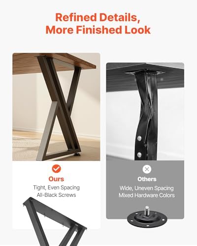 VEVOR Table Legs, 29.1" H x 24" W Steel Furniture Legs, 2204 lbs Max Load Heavy Duty, Easy Installation, Sturdy & Stable for Home Office Desk DIY, Coffee Dinner Bar Tables, Workbench,Set of 2, Black