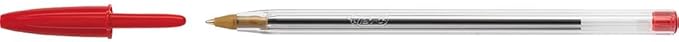 BIC Cristal Original Ballpoint Pens Medium Point (1.0 mm) â€“ Red, Pouch of 4