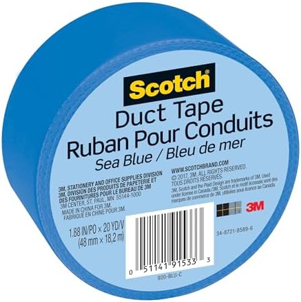 Scotch Duct Tape, 1.88 in x 20 yd, Sea Blue, 6 Pack (920-BLU-C)