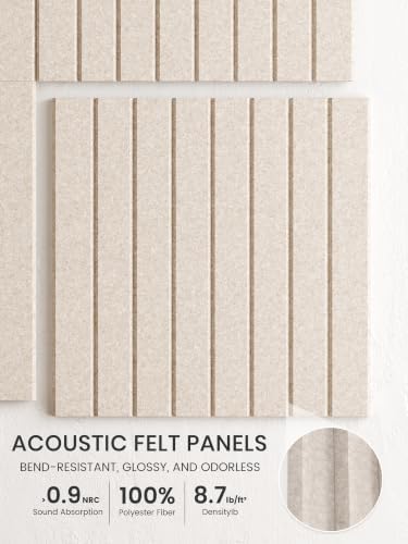 Bumusty 48"x 36" Large Felt Bulletin Board Tiles, Oatmeal