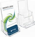 Azar Displays 252922-2PK Counter Trifold Brochure Holder with Business Card Pocket, 2-Pack, Clear