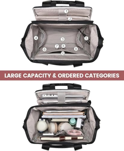 LOVEVOOK Laptop Backpack for Women with Giant Tumbler Holder, 15.6 Inch Work Laptop Bag with USB Port, Fashion Teacher Nurse Backpack Purse, Waterproof Travel Computer Backpack, 2PCS, Black