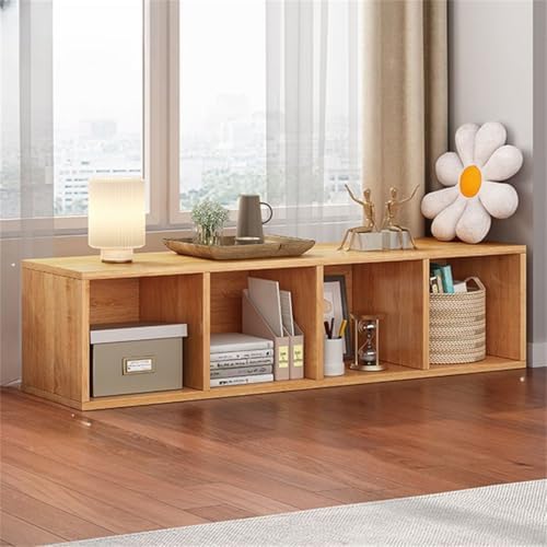 Lateral Filing Lumber Bookshelves Shelves Solid Wood Bookshelf, Floor-standing Storage Rack, Low Bookcase, Cube Storage Unit, Household TV Cabinet, Bay Window Cabinet Natural 50"L x 9"W x 13"H