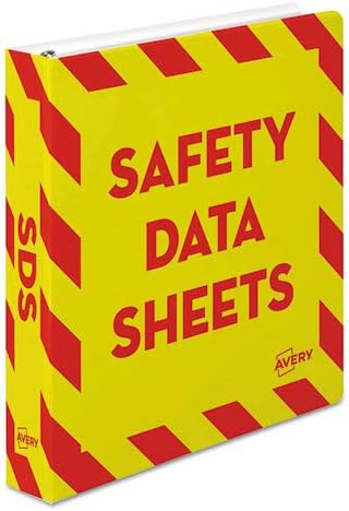 Avery® Heavy-Duty SDS Binder, 1.5" Rings, 1 Yellow/Red Border Binder | For Heavy School, Industrial and Office Use, DuraHinge Tear-Resistant Spine, DuraEdge Split-Resistant Sides, Nonstick Cover