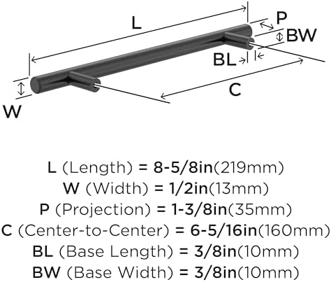 Amerock 10 Pack 6-5/16" Bar Pulls Matte Black Drawer Pull
