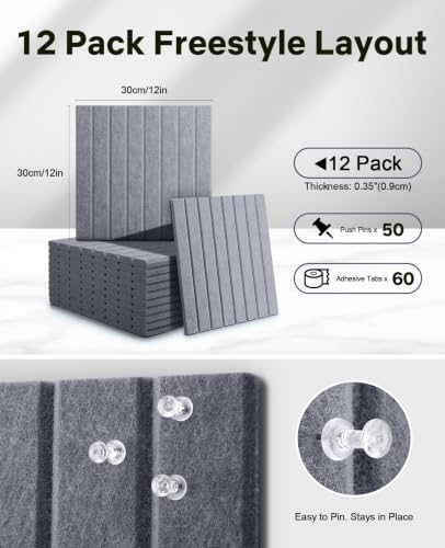 48" x 36" Large Cork Bulletin Board Tiles, Peel and Stick Felt Wall Panels for Vision, Message Center, Picture and Prayer Board for Office, Dorm, Room and Desk Decor(Soft Gray)