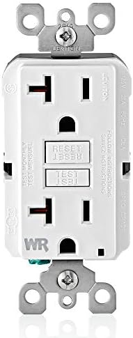 Leviton GFCI Weather-Resistant Outlet, 20 Amp, Self Test, Non Tamper-Resistant with LED Indicator Light, Outdoor Locations, GFWR2-W, White