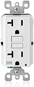 Leviton GFCI Weather-Resistant Outlet, 20 Amp, Self Test, Non Tamper-Resistant with LED Indicator Light, Outdoor Locations, GFWR2-W, White