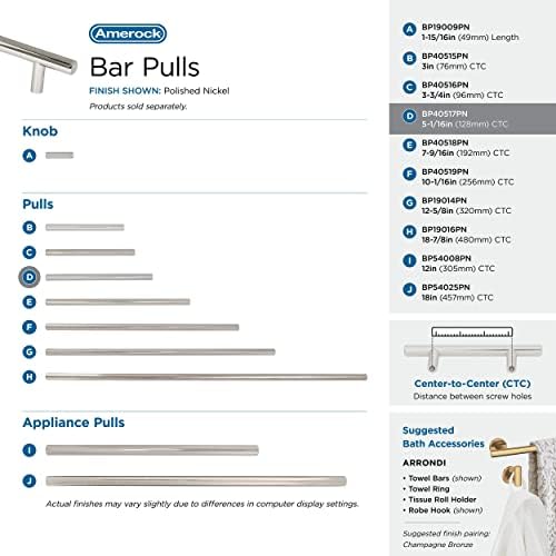 Amerock 5-1/16" Bar Pulls Polished Nickel Drawer Pull