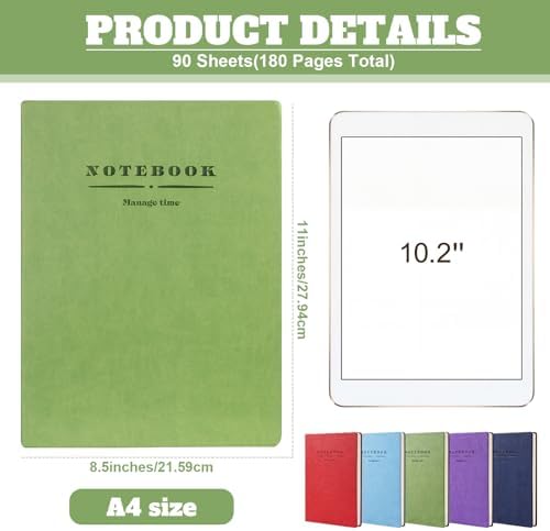 SATINIOR 5 Pack A4 Notebooks Leather Softcover Journal, Assorted Color