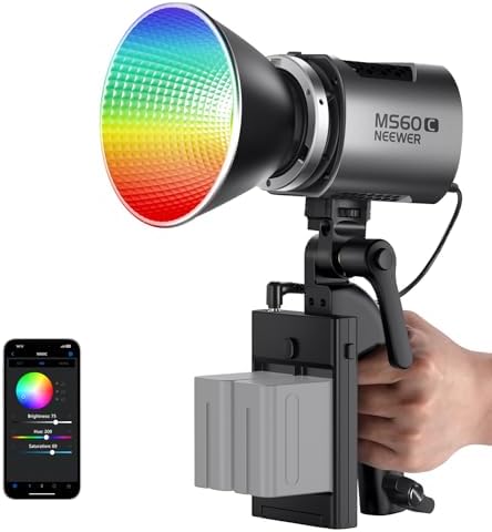 NEEWER MS60C RGBWW LED Video Light with 2.4G/App Control, 65W Metal Mini