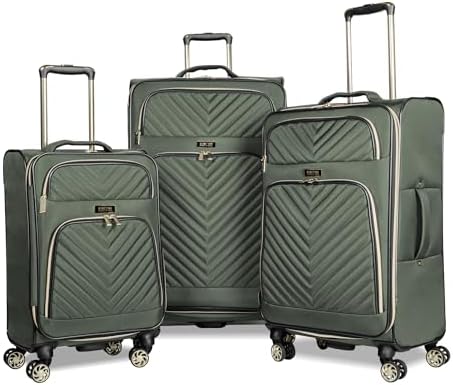 Kenneth Cole REACTION Chelsea Chevron Quilted Luggage, Olive, 3-Piece Set (20"/24"/28")