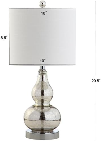 JONATHAN Y Anya Gourd Glass Table Lamp 20.5", Mercury Silver, Set of 2
