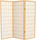 4 ft. Short Window Pane Shoji Screen - Natural - 3 Panels