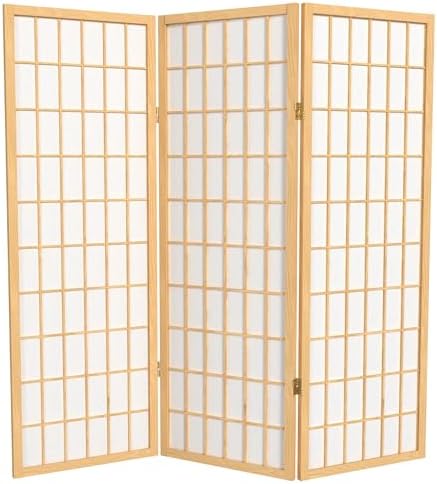 4 ft. Short Window Pane Shoji Screen - Natural - 3 Panels