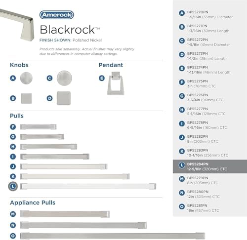 Amerock 12-5/8" Blackrock Polished Nickel Drawer Pull